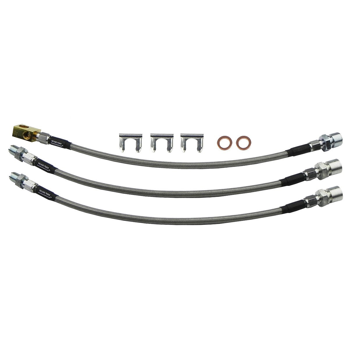 1967-68 Oldsmobile Cutlass Front Drum Stainless Braided Brake Hose Kit 3pc