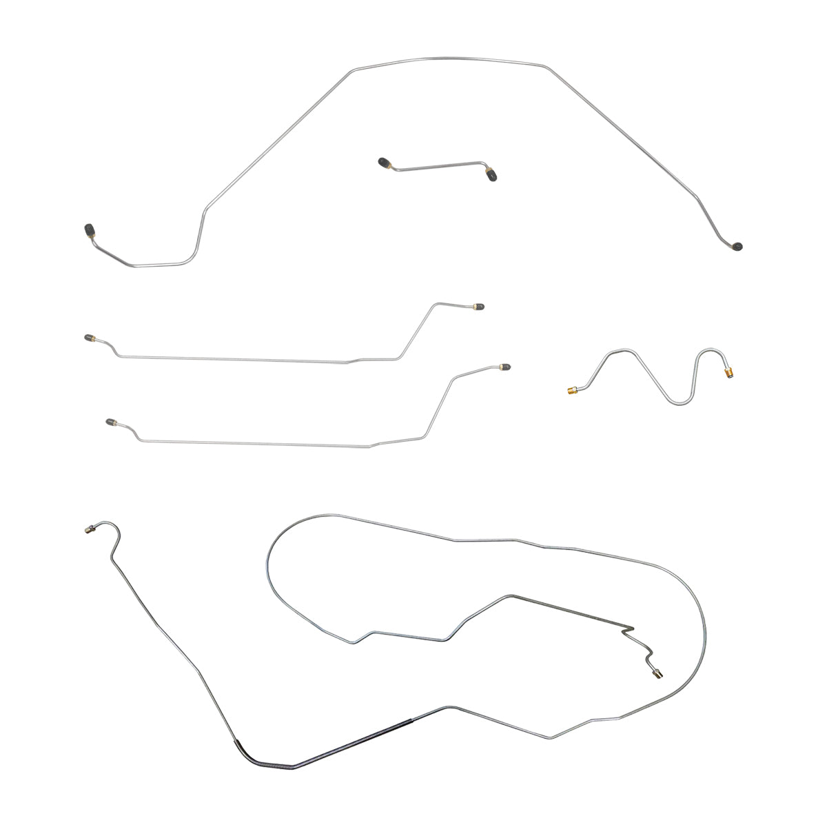 1964 Oldsmobile Cutlass/442/F85 Convertible Manual Drum Brake Line Kit 6pc, OE Steel