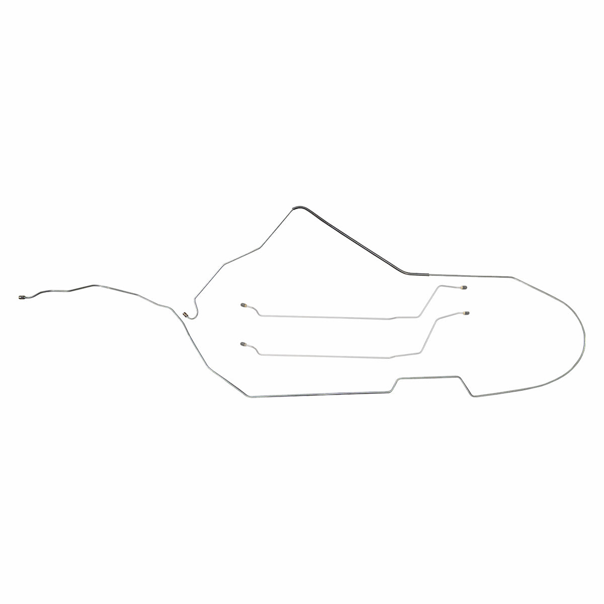 1965 Oldsmobile Cutlass 442 F85 Manual Disc Conversion Brake Line Kit 3pc, HDT (Block in Stock Location), OE Steel