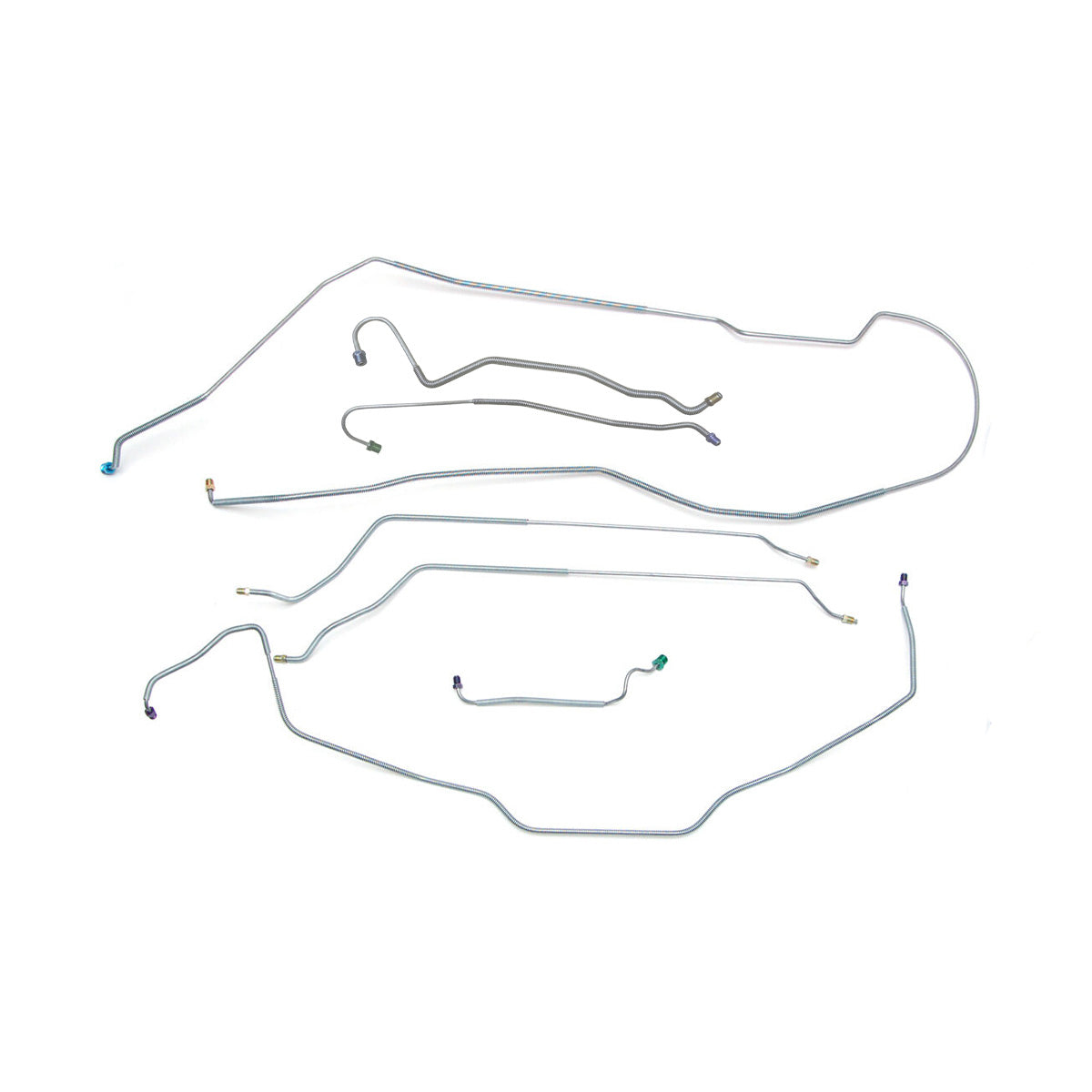1967 Oldsmobile 442 Hardtop Manual Drum Brake Line Kit 7pc, OE Steel