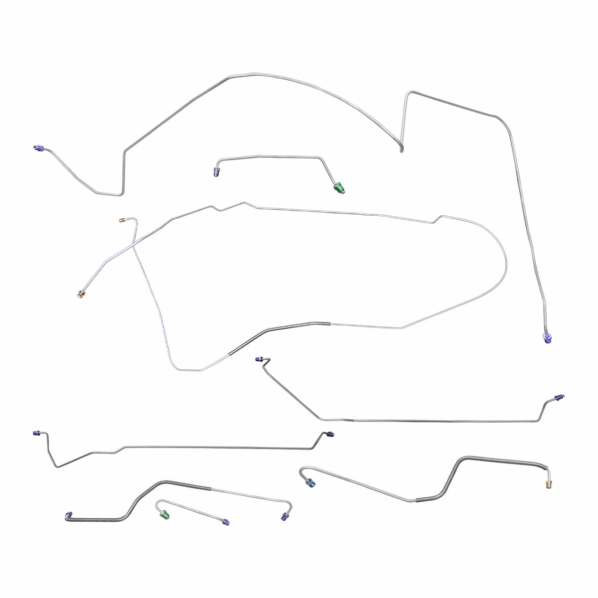 1967 Oldsmobile 442 Hardtop Power Disc Brake Line Kit 8pc, OE Steel