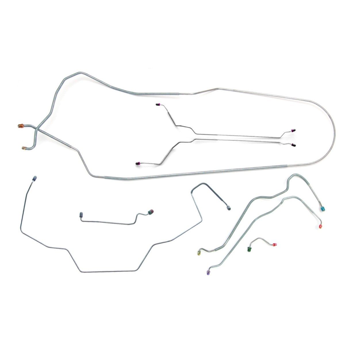 1967 Oldsmobile Cutlass F85 Hardtop Manual Drum Brake Line Kit 7pc, OE Steel