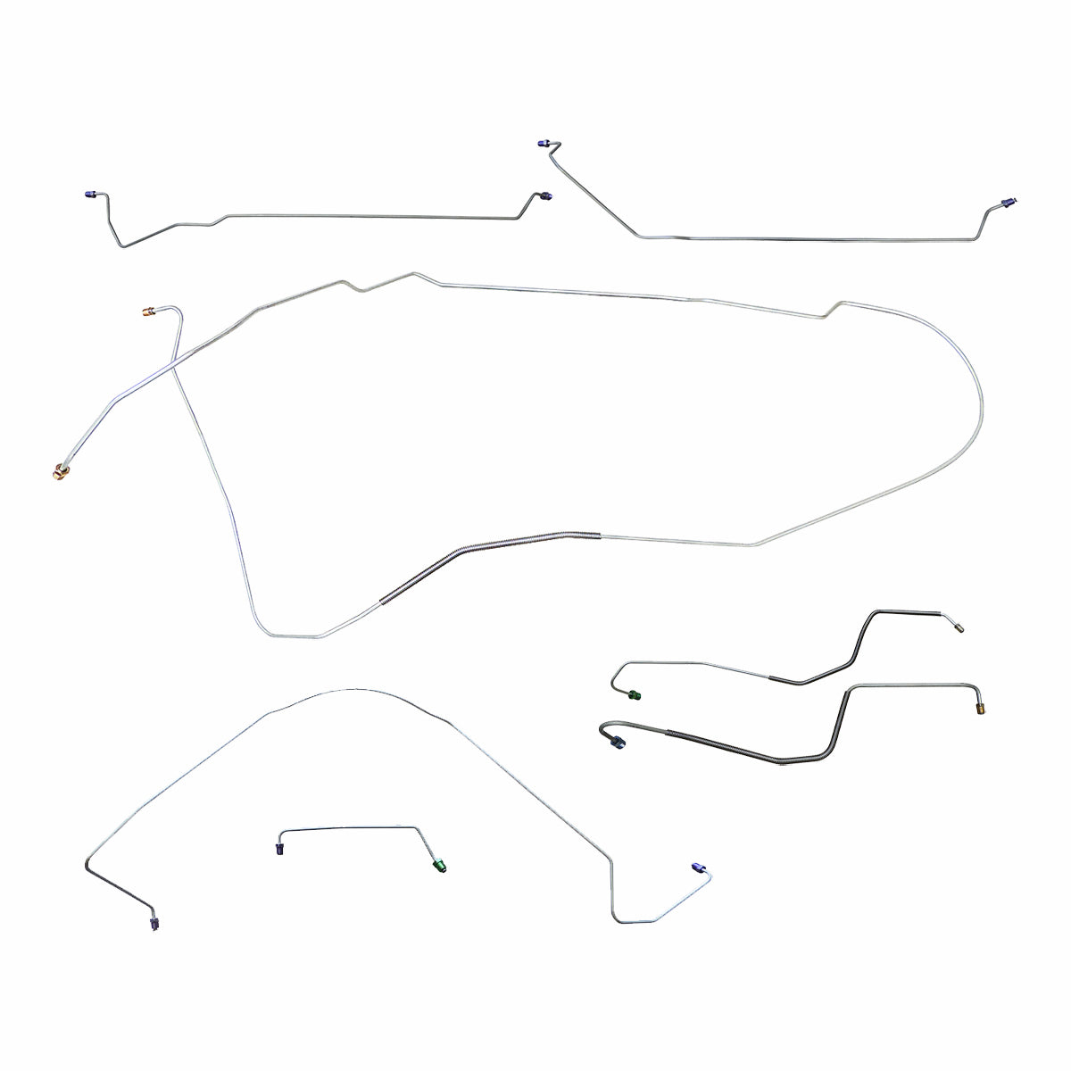 1967 Oldsmobile Cutlass F85 Hardtop Power Drum Brake Line Kit 7pc, OE Steel