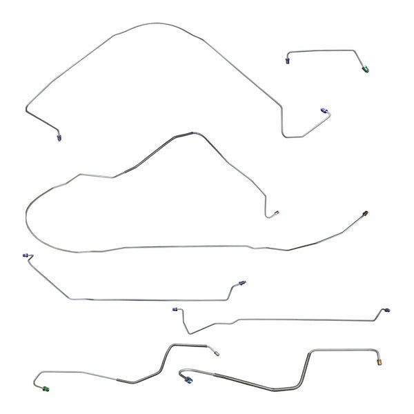 1967 Oldsmobile Cutlass F85 Convertible Power Drum Brake Line Kit 7pc, Oe Steel