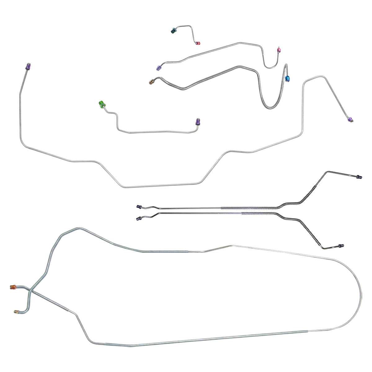 1968 Oldsmobile Cutlass/442/F85 Convertible Manual Disc Complete Brake Line Kit 8pc, OE Steel