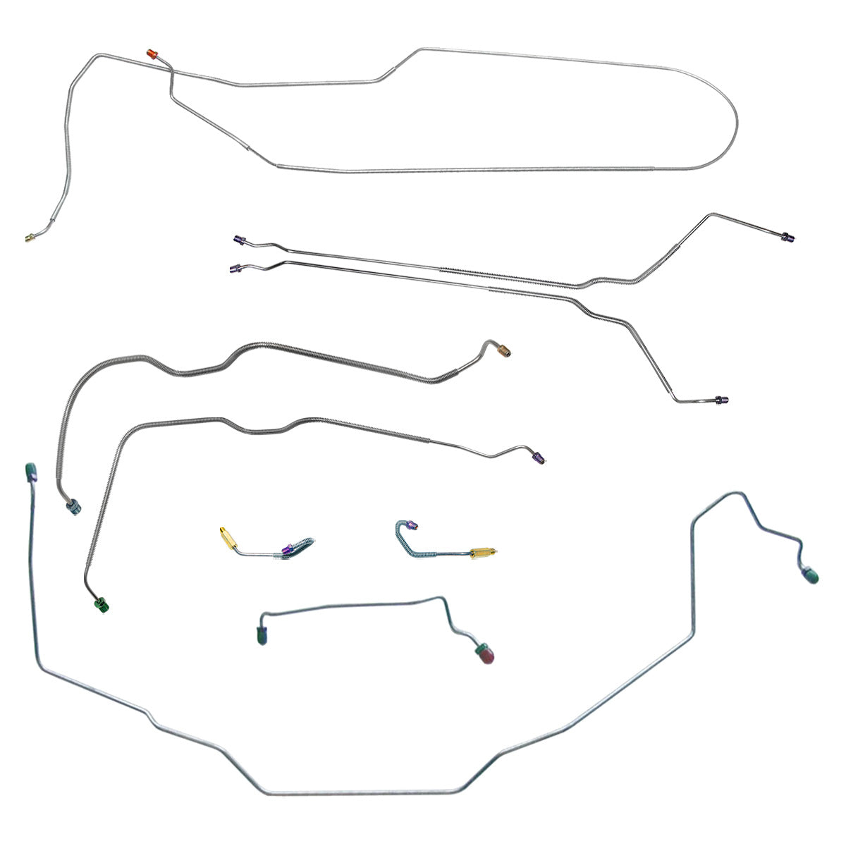 1969 Oldsmobile Cutlass/442/F85 Hardtop Power Drum Brake Line Kit 7pc, OE Steel