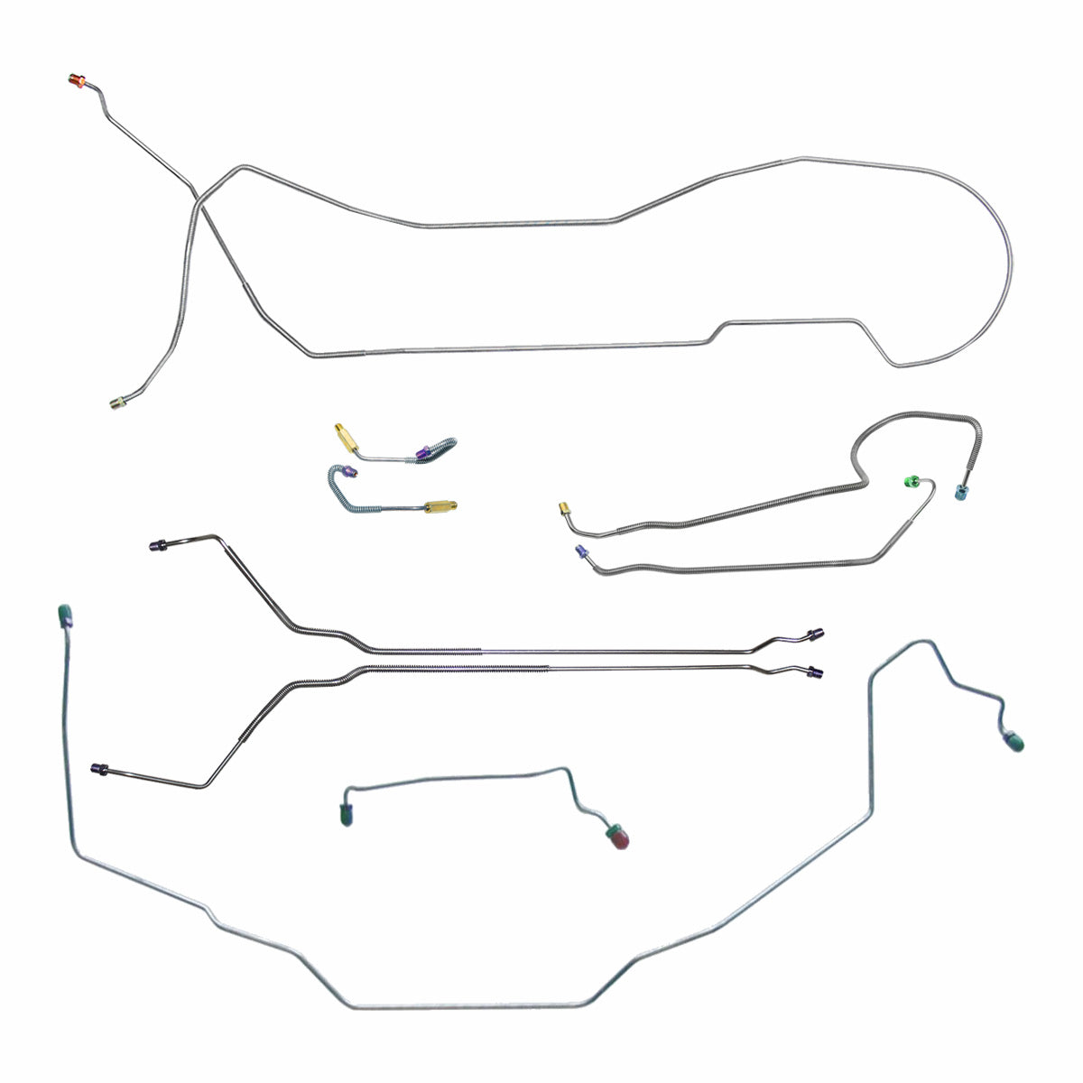 1969 Oldsmobile Cutlass/442/F85 Hardtop Manual Drum Brake Line Kit 7pc, OE Steel