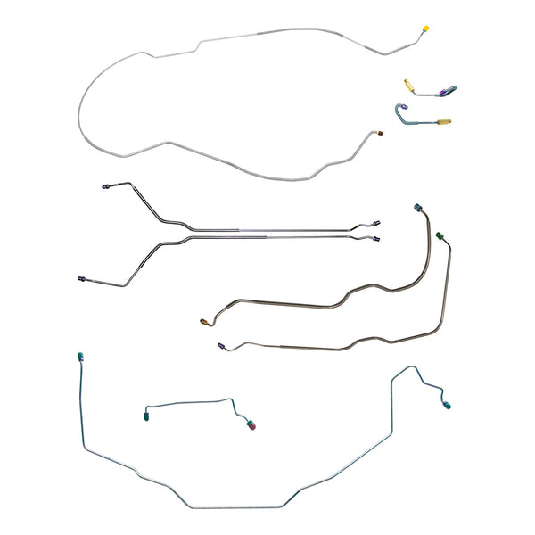 1971-72 Oldsmobile Cutlass/442/F85 Hardtop Power Drum Brake Line Kit w/Wheel Lines 9pc, OE Steel
