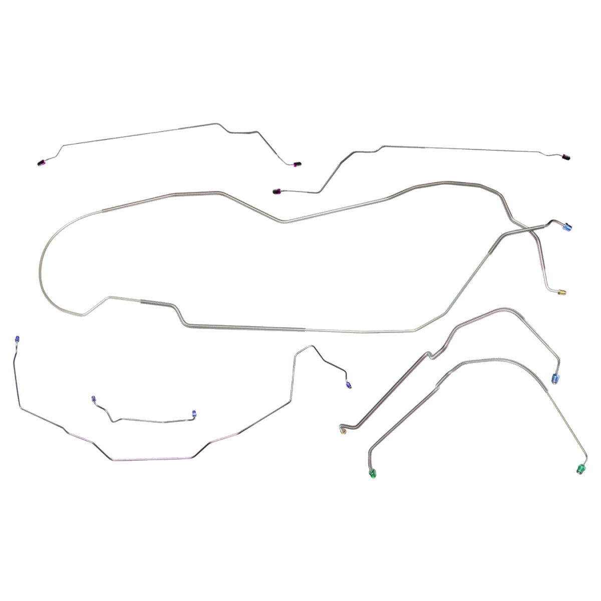 1971-72 Oldsmobile Cutlass 442 F85 Hardtop Power Disc Complete Brake Line Kit 7pc, OE Steel