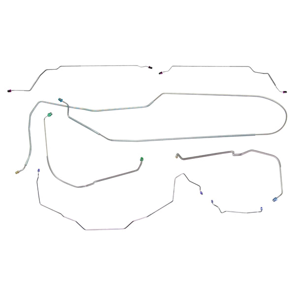 1971-72 Oldsmobile Cutlass 442 F85 Convertible Power Disc Complete Brake Line Kit 7pc, OE Steel