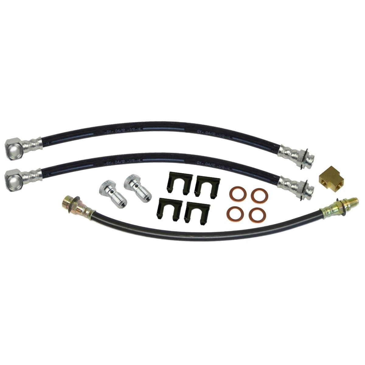 1964-65 GM A-body Chevelle Elcamino Front Disc Single Piston Calipers 3 hose Kit 14pc OE