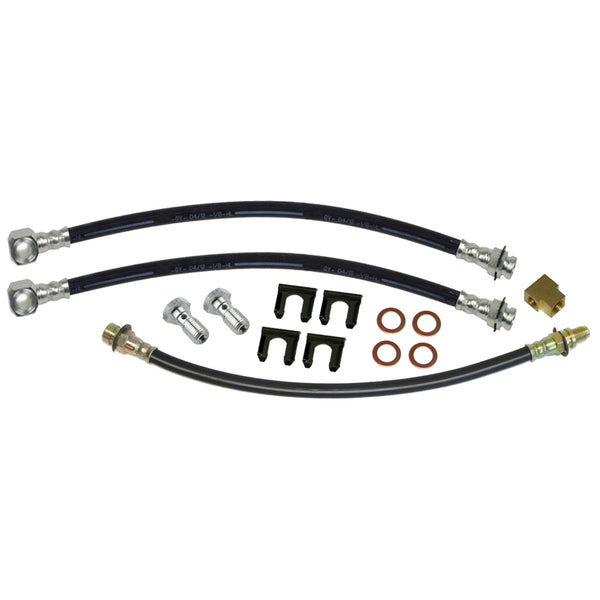 1966-67 Chevrolet Chevelle Elcamino 3pc Rubber Brake Hose Kit, Front Disc, Single Piston Calipers 14 pc