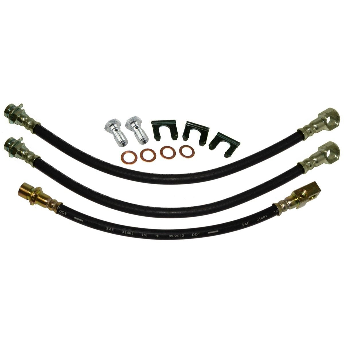 1971-76 Oldsmobile Full Size - 88/98 Front Factory Disc / Rear Drum 3 hose Kit. For cars with 4 piston factory disc calipers. 12 pc
