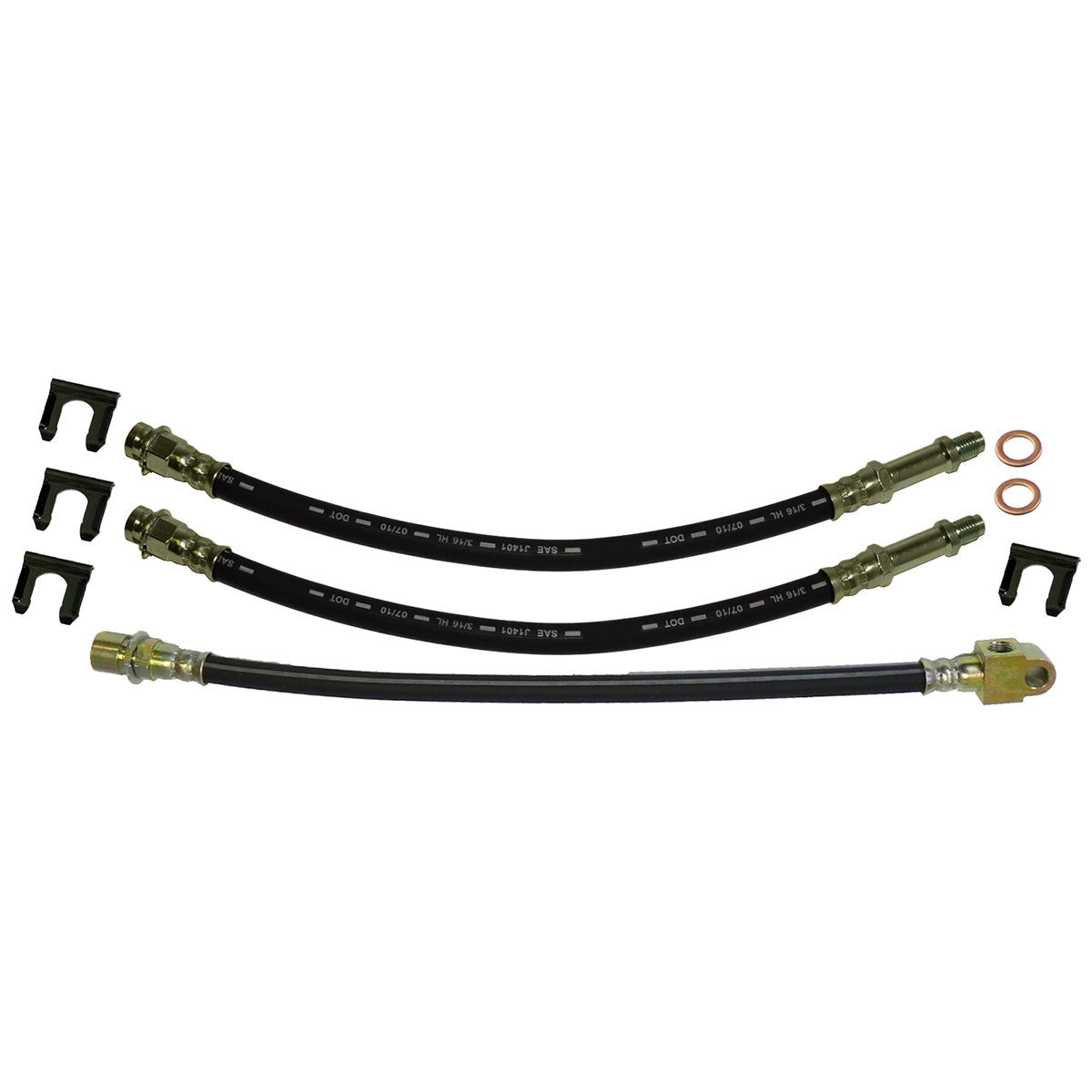 1967 GM F-body Firebird - Front Drum / Rear Drum 3 hose Kit. This is for factory cars that still have front drum brakes. 9 pc.