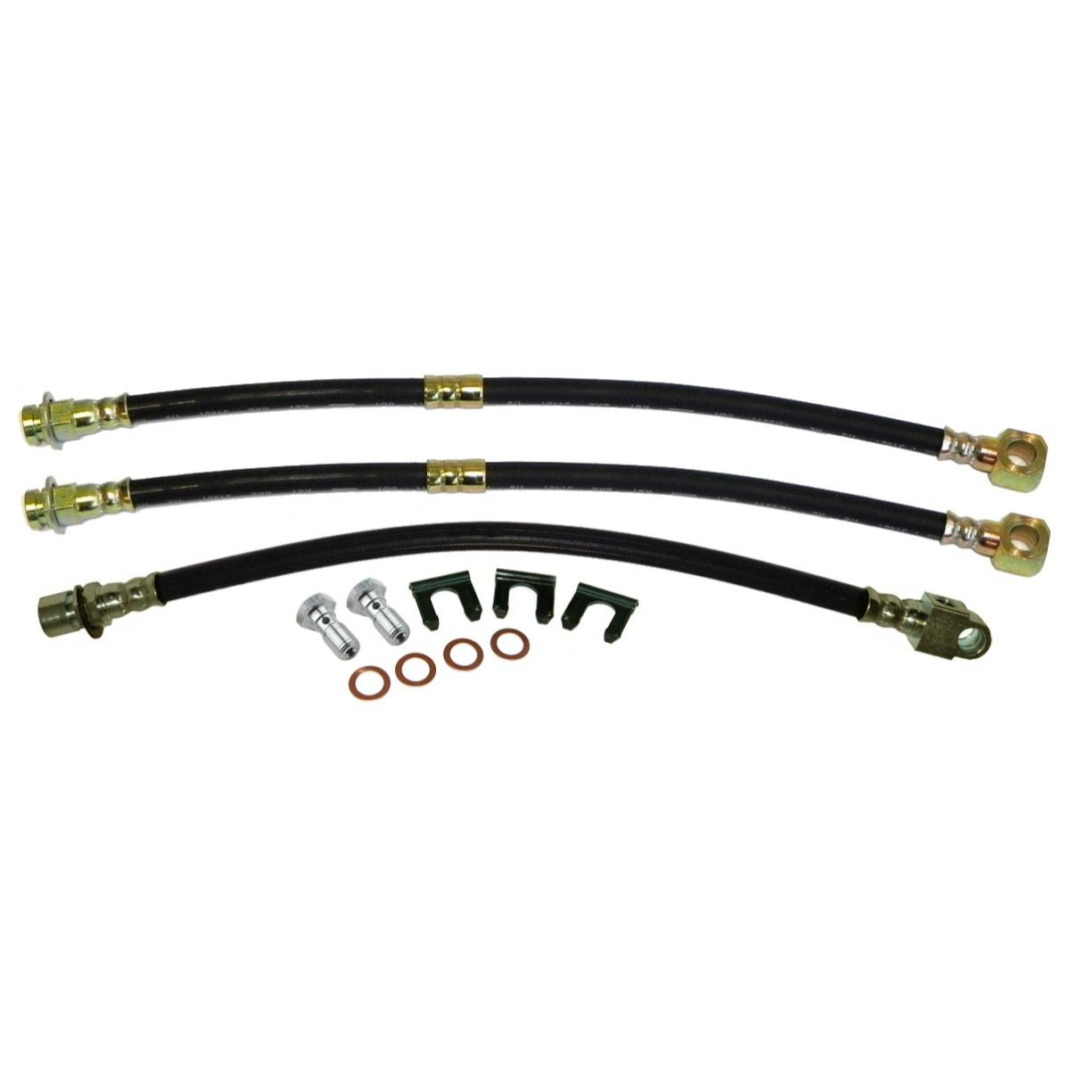 1970-71 Pontiac Firebird Front Disc Rear Drum Rubber Brake Hose Kit 12pc