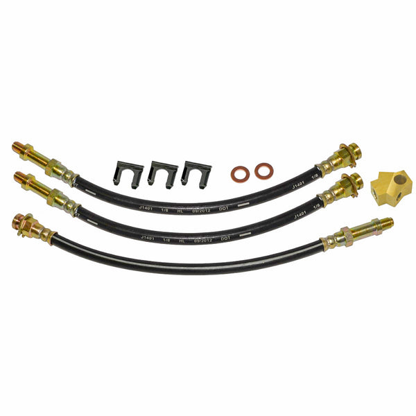 1970 Mopar B-body 3pc Rubber Brake Hose Kit, Drum Brakes, 9pc