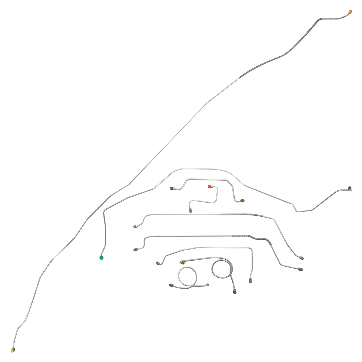 1970 Oldsmobile Ninety-Eight Power Disc Complete Brake Line Kit 8pc, OE Steel