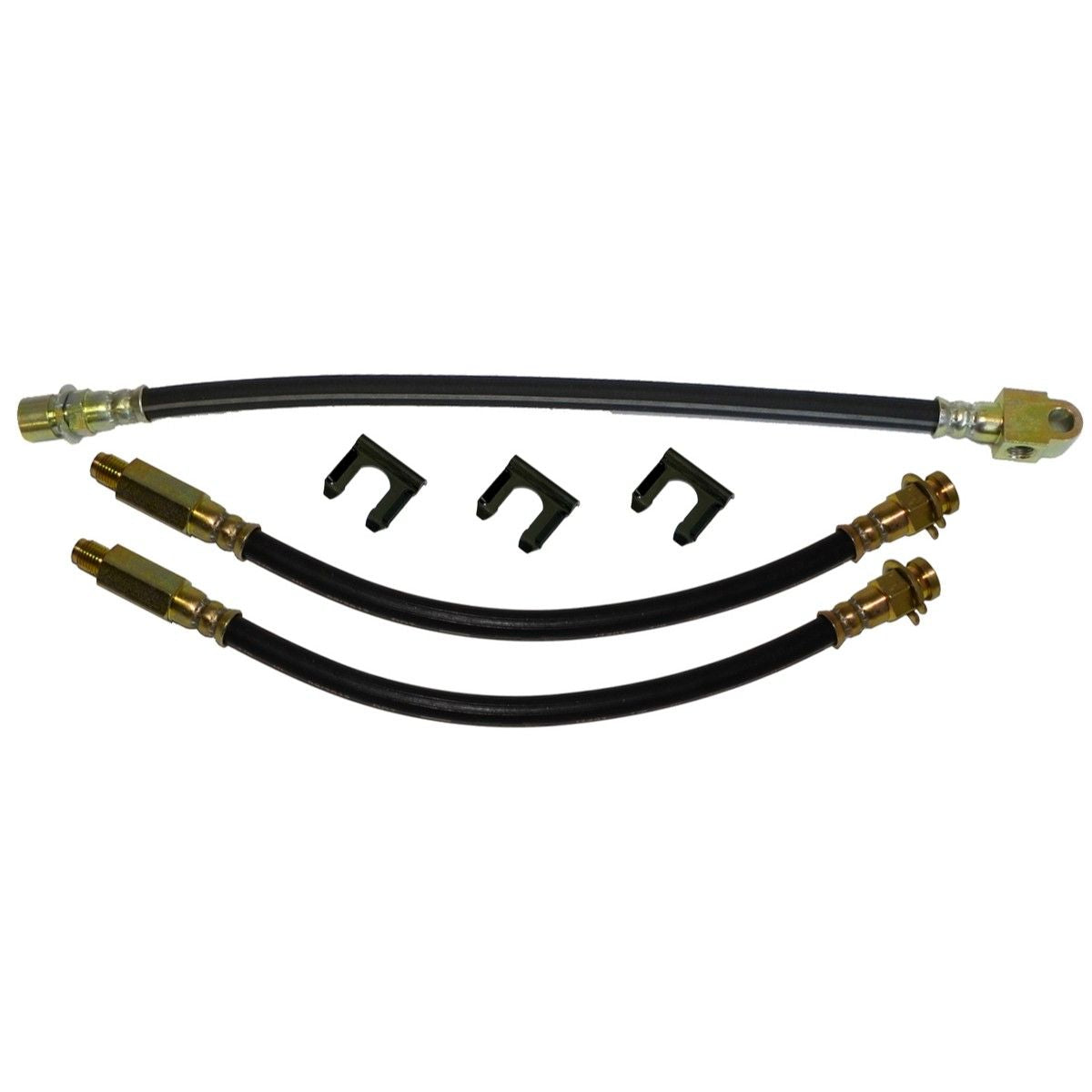 1966-68 Pontiac Catalina, Bonneville - Front Drum / Rear Drum 3 hose Kit. For cars with 12 " front drums - rear tee on hose. 6pc