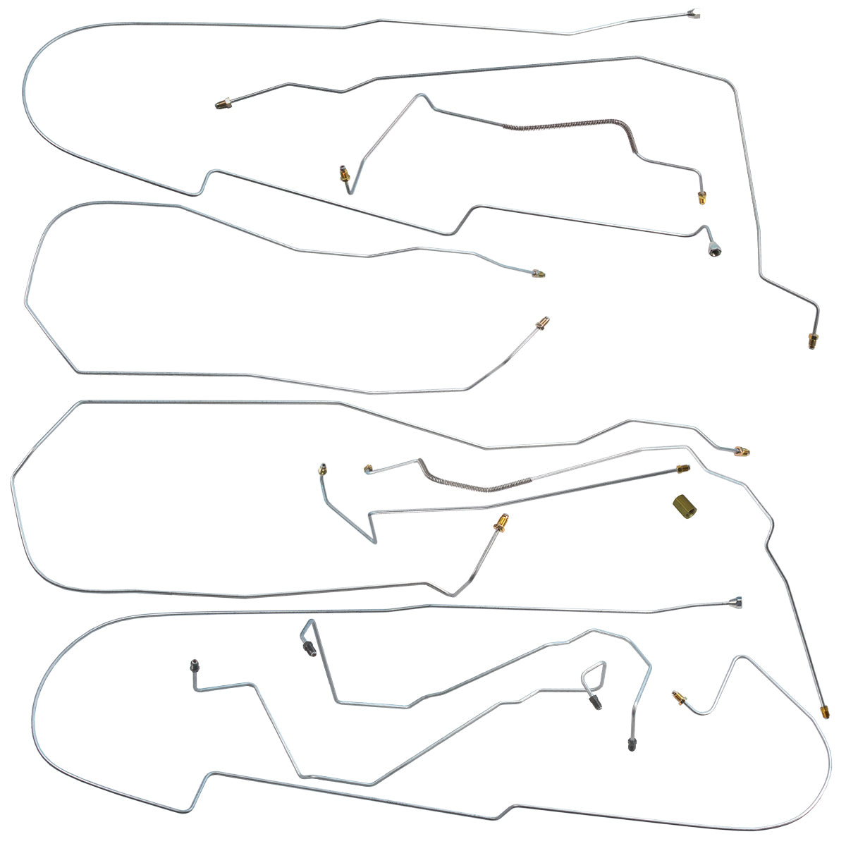 2004-05 Pontiac Bonneville, Four-Wheel Disc w/ ABS, Complete Brake Line Kit, 10pc, OE Steel