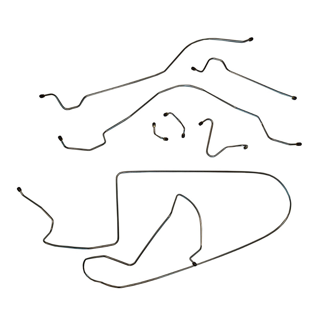 1963-64 Pontiac Bonneville (Front of Crossmember Routing) Power Drum Brake Line Kit 7pc OE Steel