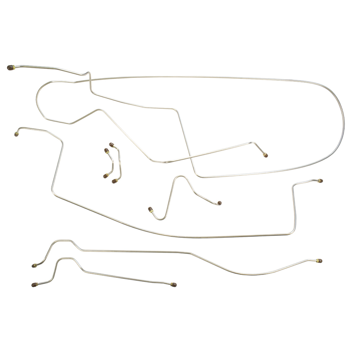 1963-64 Pontiac Bonneville (Rear of Crossmember Routing) Manual Drum Brake Line Kit 7pc OE Steel