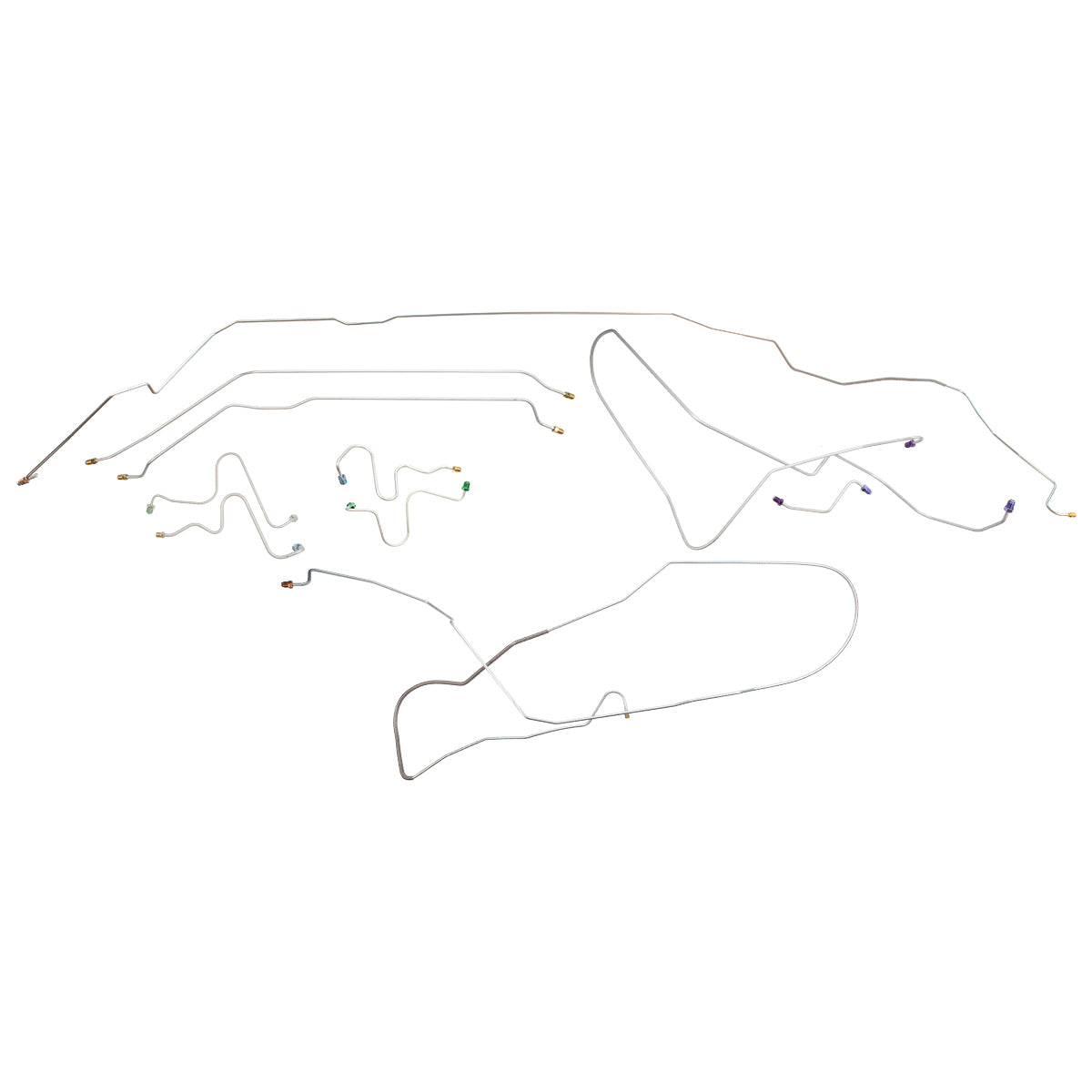 1967-68 Pontiac Bonneville Manual Drum Brake Line Kit 7pc, OE Steel