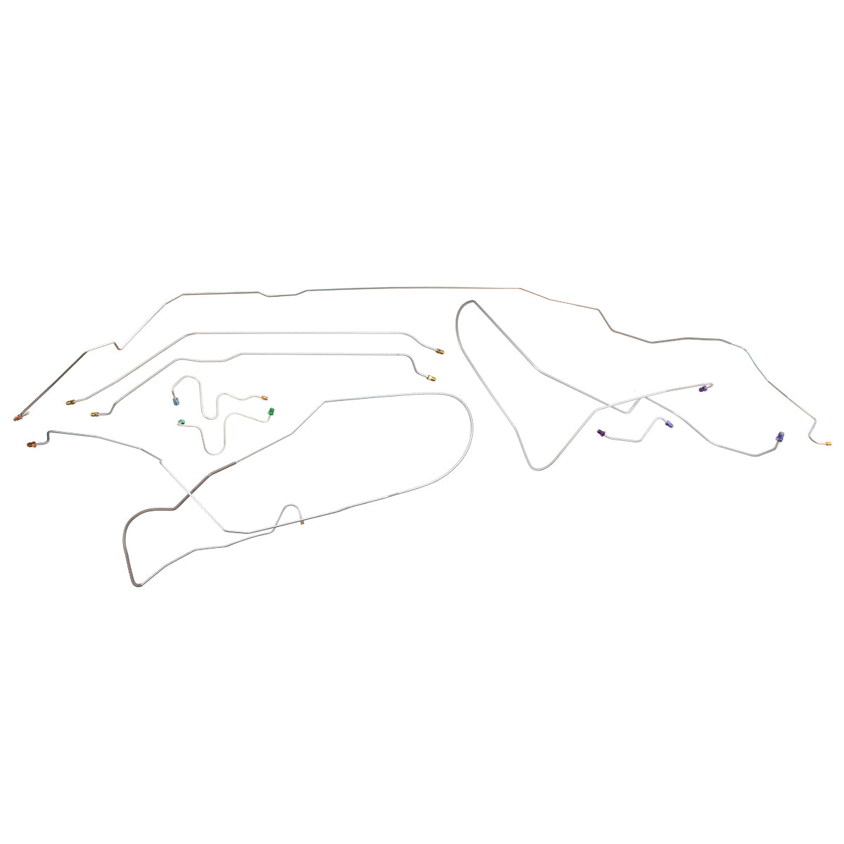 1967-68 Pontiac Bonneville Power Drum Brake Line Kit 7pc, OE Steel