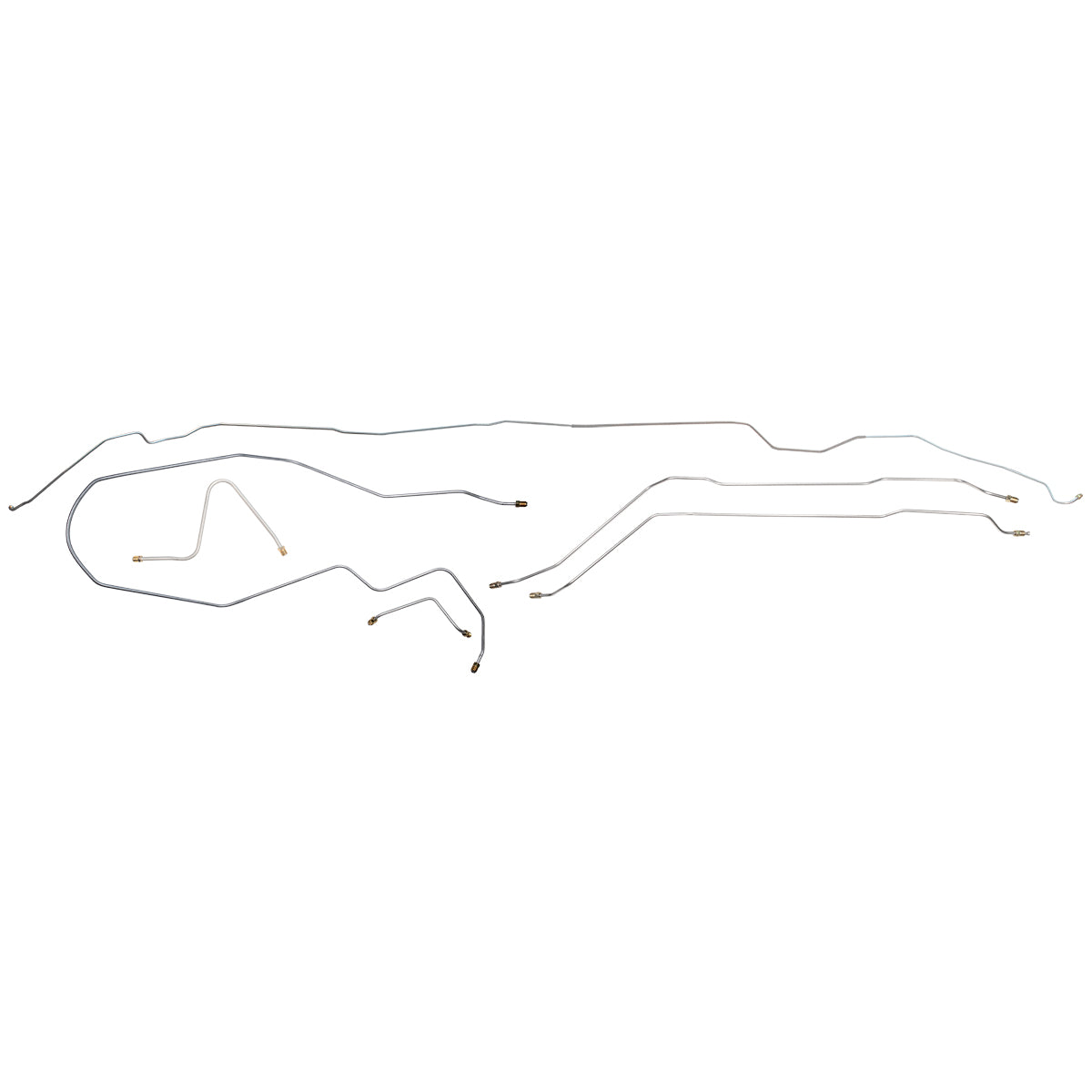 1966 Pontiac Catalina Manual Drum Brake Line Kit 6pc, OE Steel