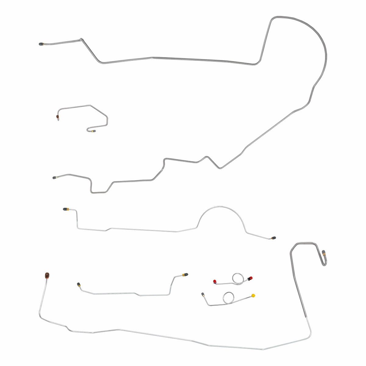 1970 Plymouth Cuda Power Drum Complete Brake Line Kit 7pc, OE Steel