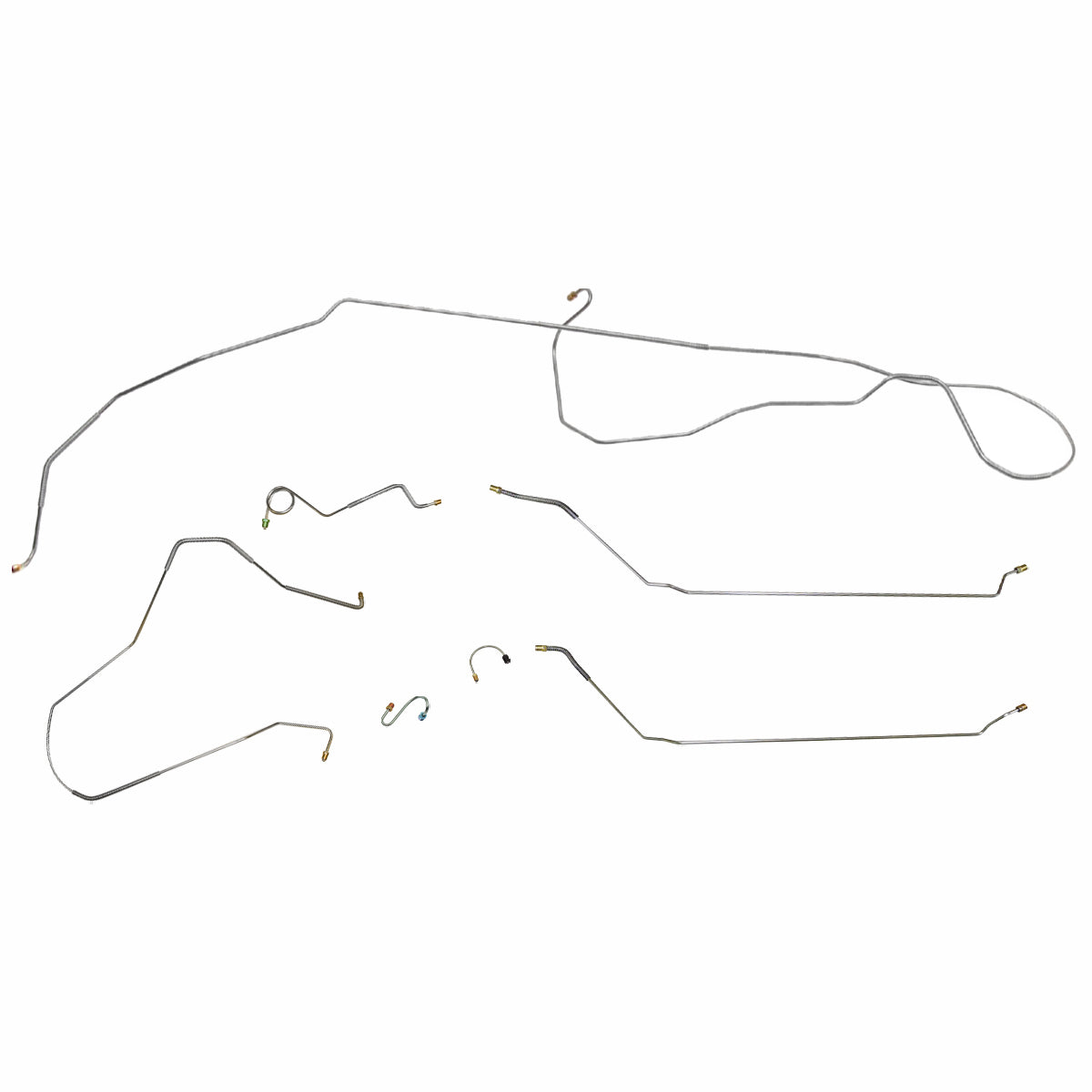1967 Pontiac Firebird w/One-Piece F to R Power Drum Brake Line Kit 7pc, OE Steel