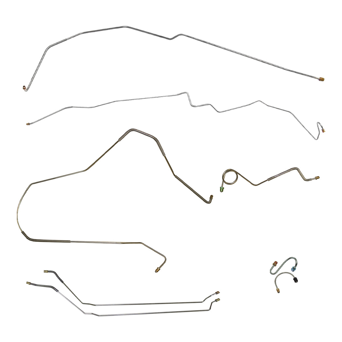 1967 Pontiac Firebird w/Two-Piece F to R Power Drum Brake Line Kit 8pc, OE Steel