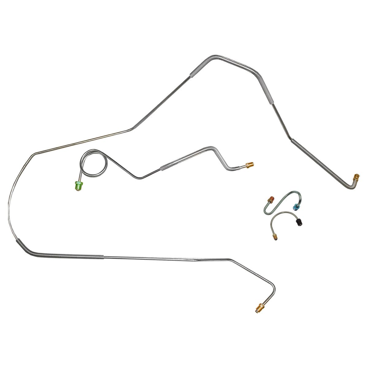 1967 Pontiac Firebird Power Drum Front Brake Line Kit 4pc, OE Steel