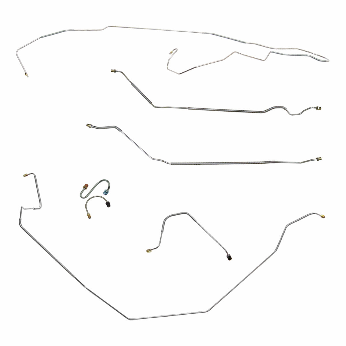 1968 Pontiac Firebird Manual Drum Full Brake Line Kit 7pc, 1pc Front to Rear, OEM