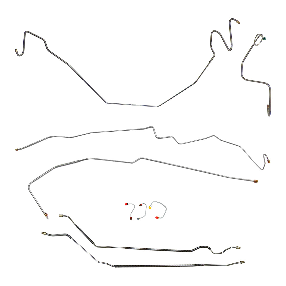 1968 Pontiac Firebird Complete Manual Disc Brake Line Kit 9pc, 2pc Front to Rear, OE Steel