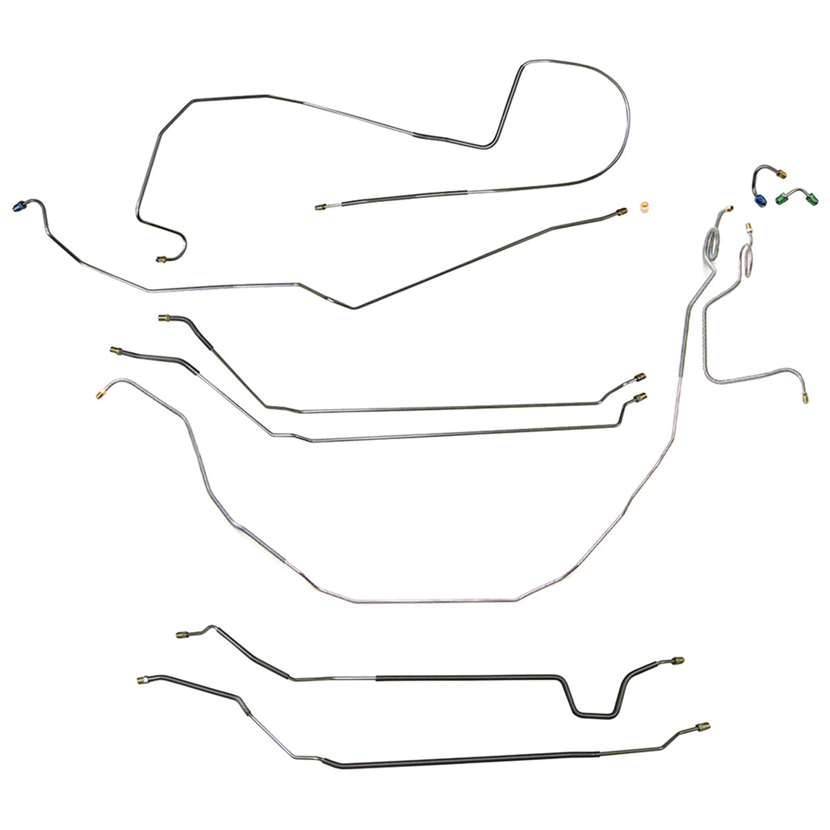 1969 Pontiac Firebird/TA Valve at M/C Power Disc Conversion Complete Brake Line Kit 8pc, OE Steel