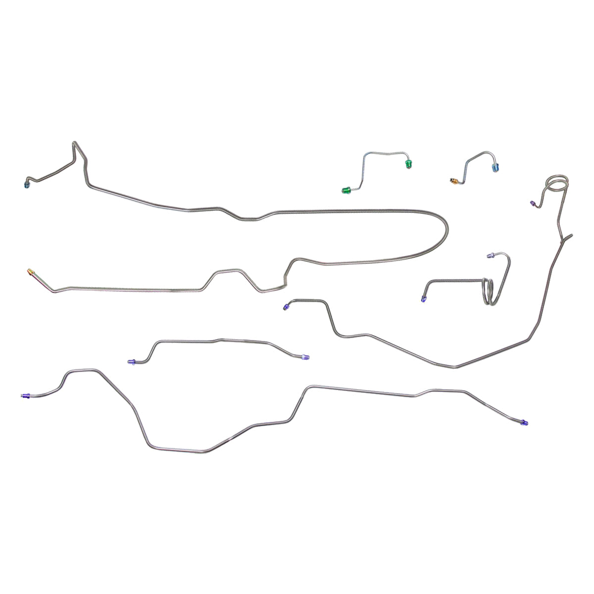 1979-80 Pontiac Firebird/TA w/Four-Wheel Disc and Sway Bar Complete Brake Line Kit 7pc, OE Steel