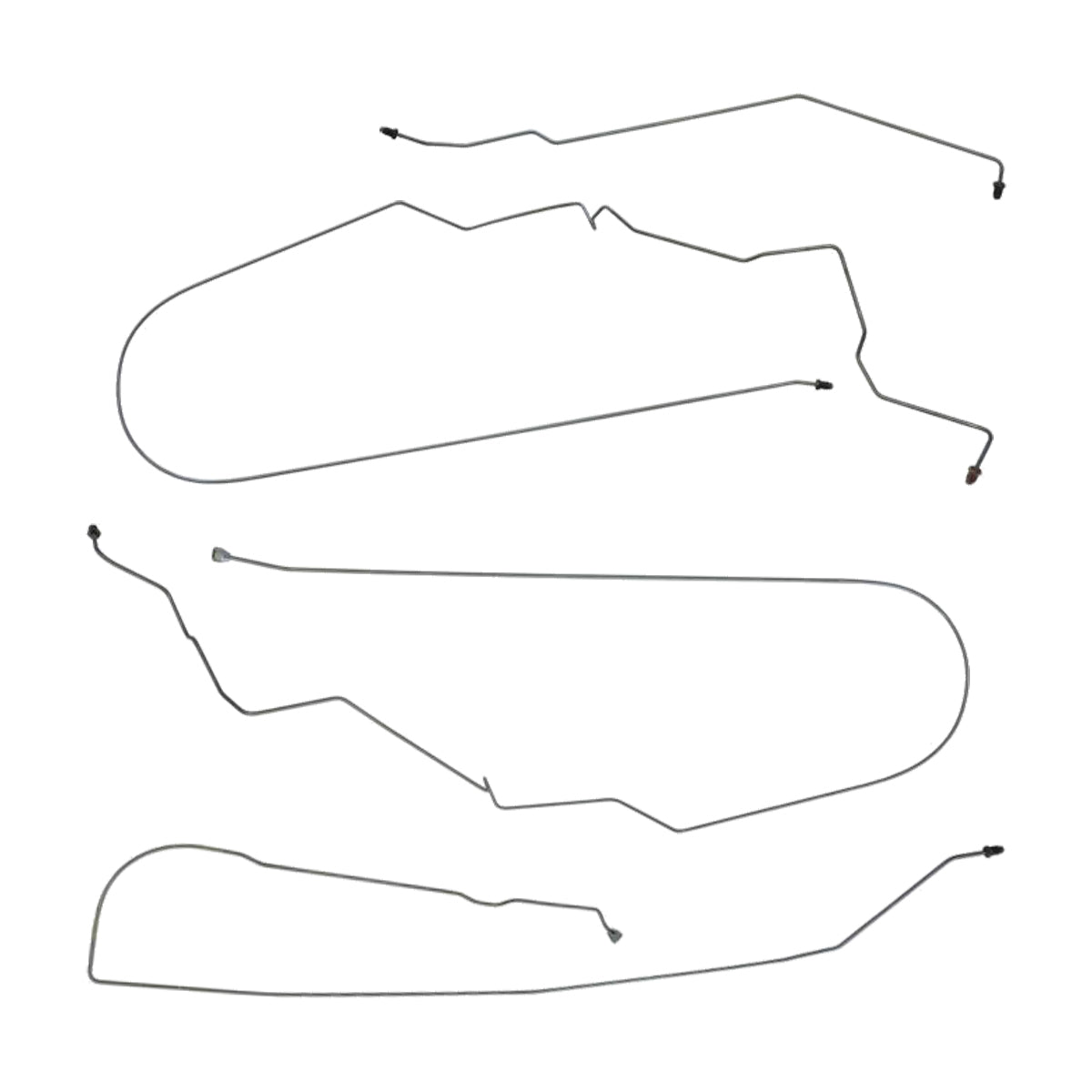 2004-08 Pontiac Grand Prix Four-Wheel Disc w/o ABS Mid-Chassis Brake Line Kit 4pc, OE Steel