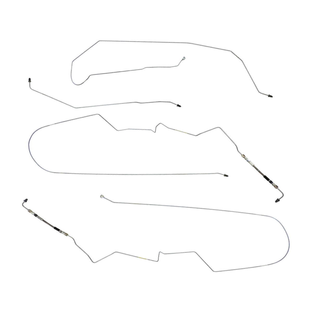 2004-08 Pontiac Grand Prix Four-Wheel Disc w/ABS Mid-Chassis Brake Line Kit (w/Flex) 4pc, OE Steel