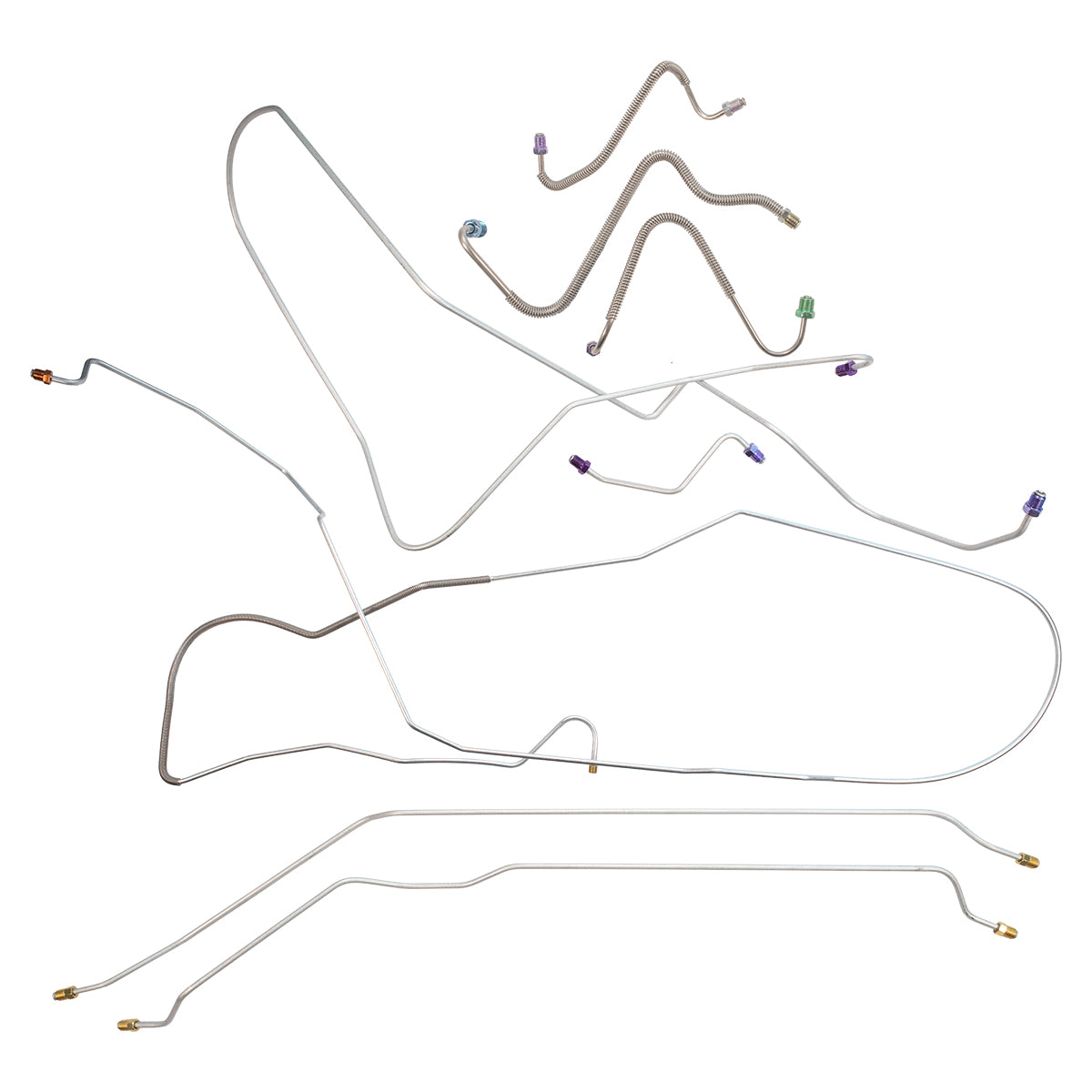 1967-68 Pontiac Grand Prix Power Disc Brake Line Kit 7pc, OE Steel