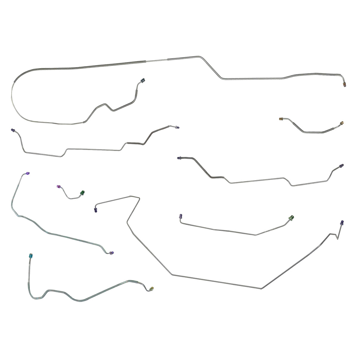 1970 Pontiac Grand Prix Power Disc Complete Brake Line Kit 9pc, OE Steel