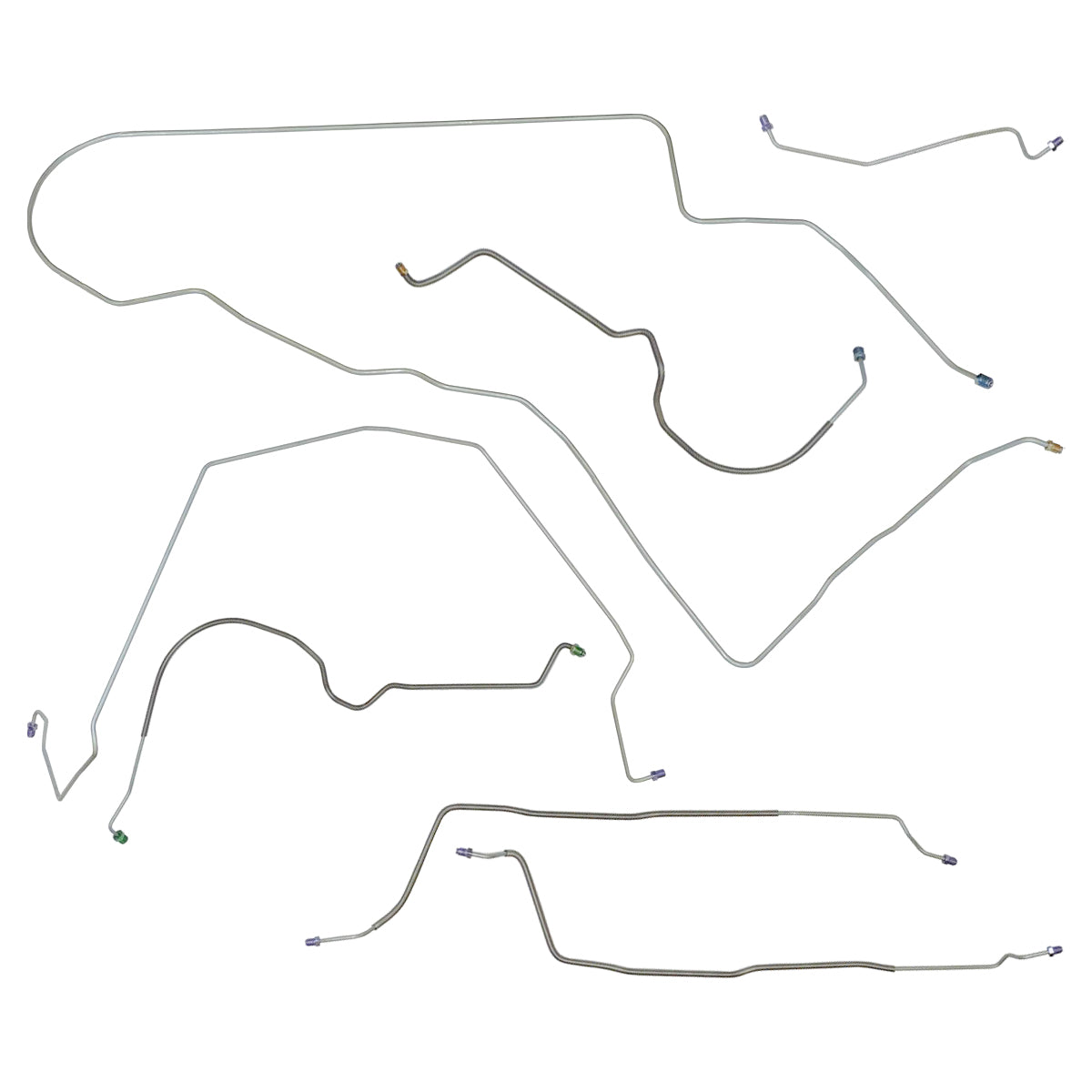 1973-77 Pontiac Grand Prix Power Disc Complete Brake Line Kit 7pc, OE Steel