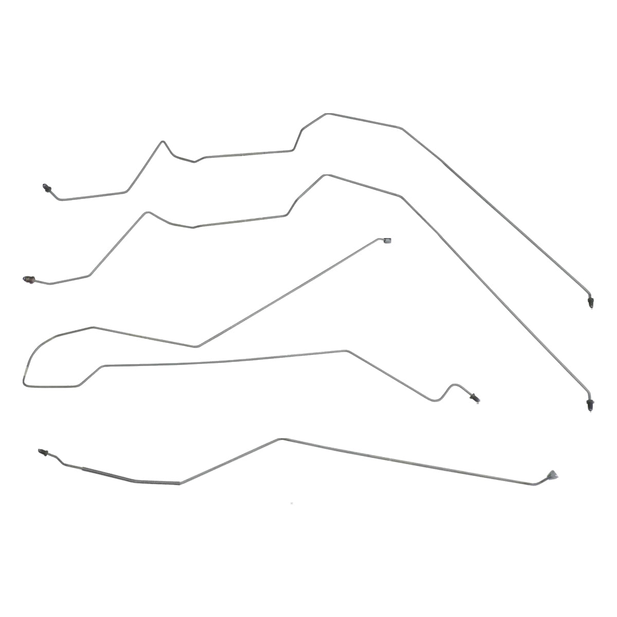 1990-96 Pontiac Grand Prix Four-Door Four-Wheel Disc w/o ABS Mid-Chassis Brake Line Kit 4pc, OE Steel
