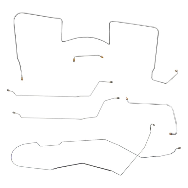 1964 Pontiac GTO/Tempest/LeMans Hardtop V8 w/Side-Port M/C Power Drum Complete Brake Line Kit 6pc, OE Steel