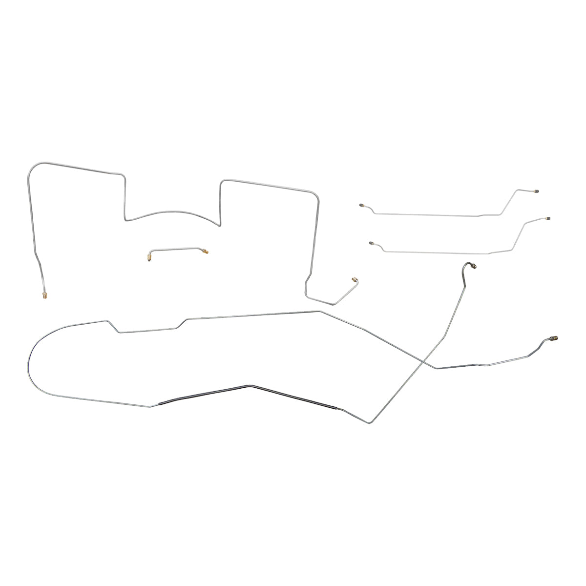 1964 Pontiac GTO Tempest LeMans Complete Manual Drum Brake Line Kit 6pc, V8, HDT, Side Port M/C (Less Common), OE Steel