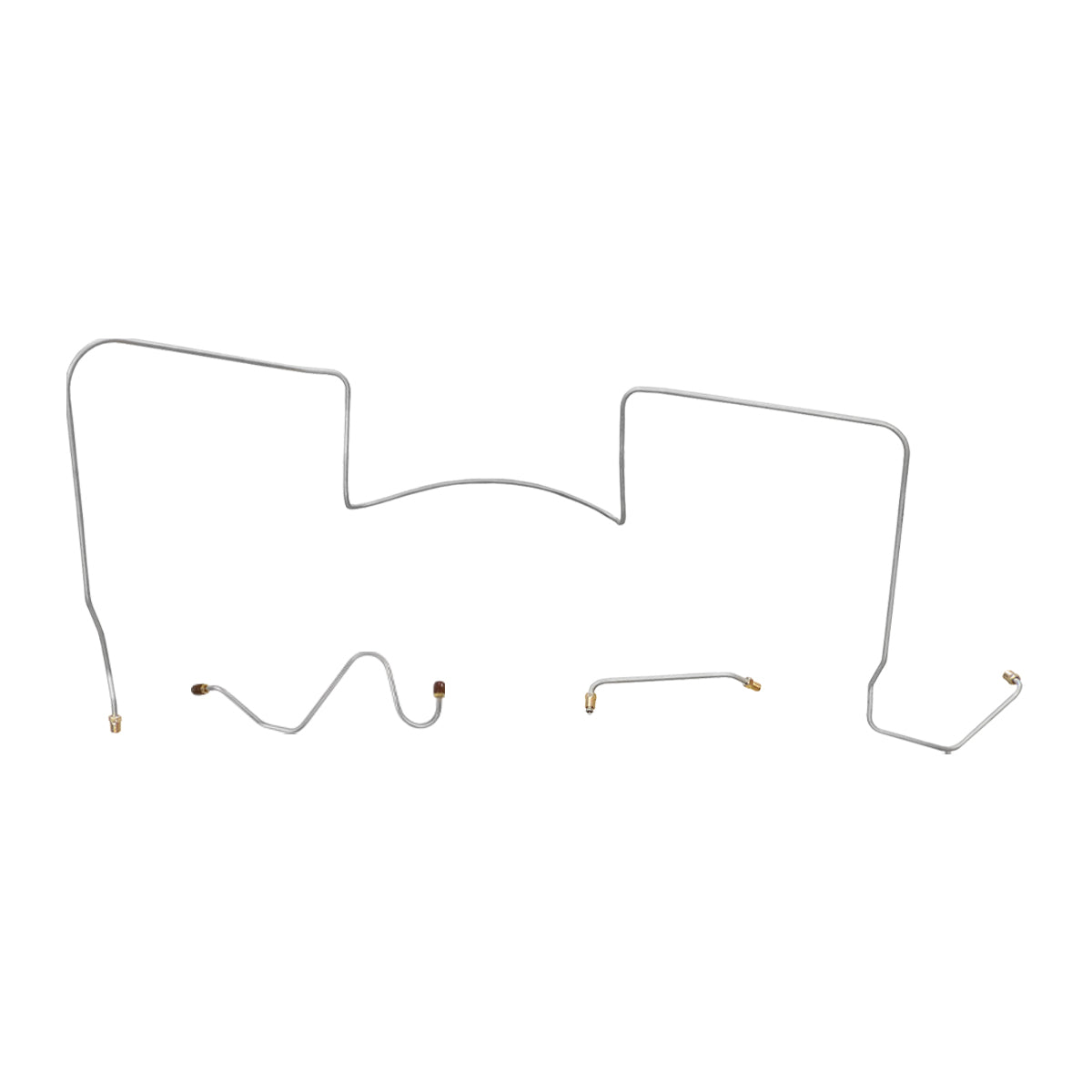 1964 Pontiac GTO Tempest LeMans Manual Drum Front Brake Line Kit 3pc, V8, Front Port M/C (Most Common), OE Steel