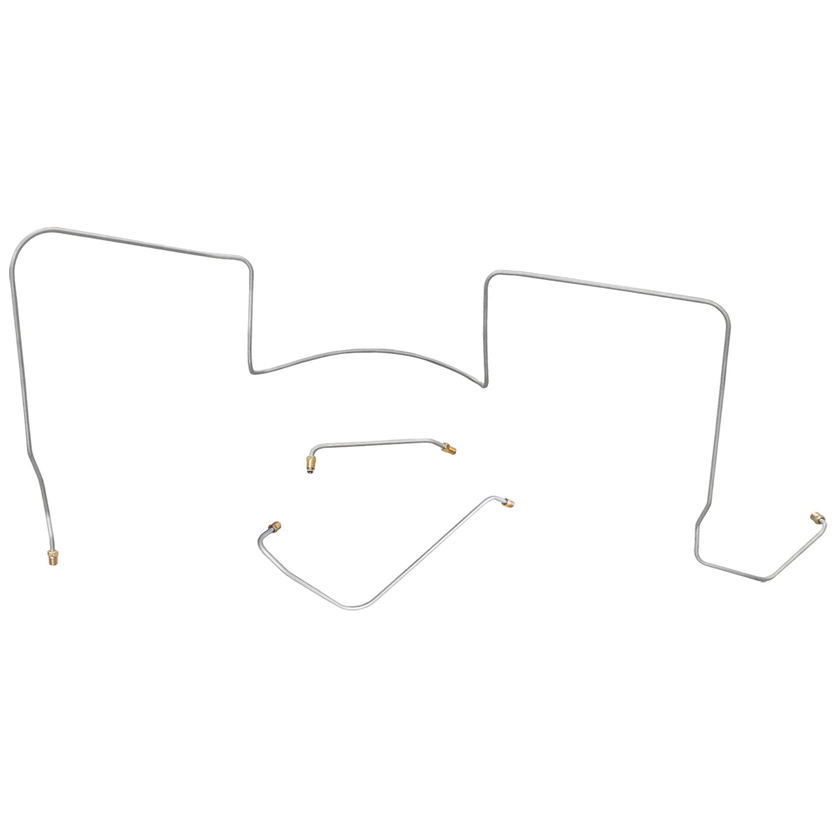 1964 Pontiac GTO Tempest LeMans Power Drum Front Brake Line Kit 3pc, V8, Side Port M/C, OE Steel