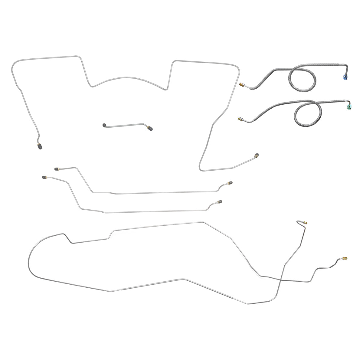 1965 Pontiac GTO Tempest LeMans Power Disc Brake Conversion Line Kit 7pc, HDT, (Block in Stock Location), OE Steel