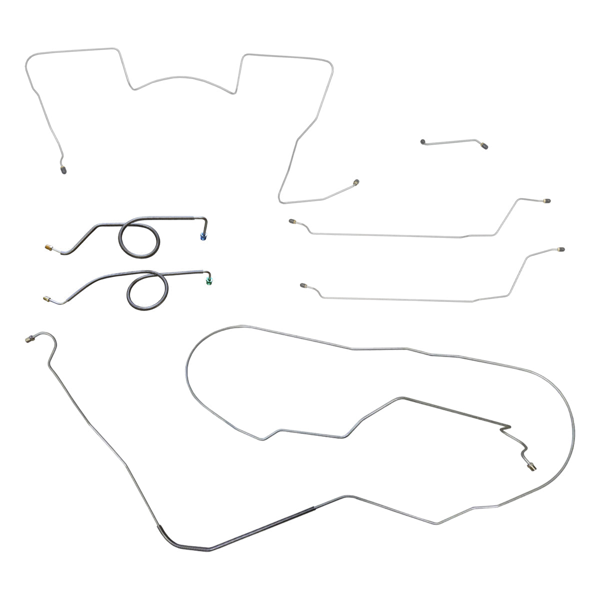 1965 Pontiac GTO Tempest LeMans Complete Power Disc Conversion Brake Line Kit 7pc, Convertible, (Block in Stock Location), OE Steel