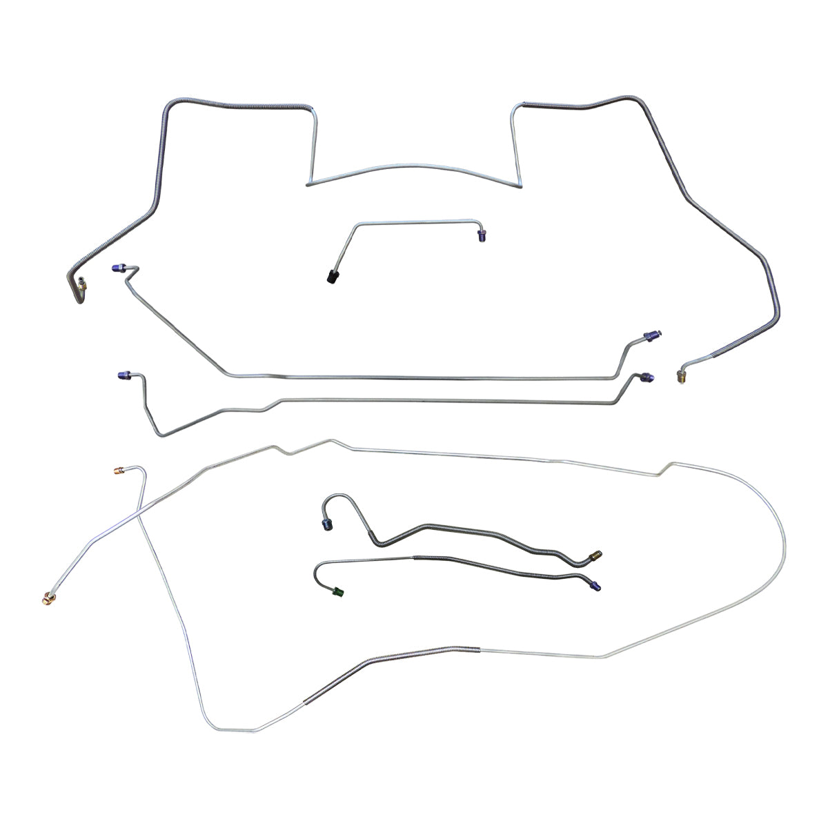 1967 Pontiac GTO Tempest LeMans Complete Manual Drum Brake Line Kit 7pc, V8, HDT, H.O. Ram Air Exhaust, OE Steel
