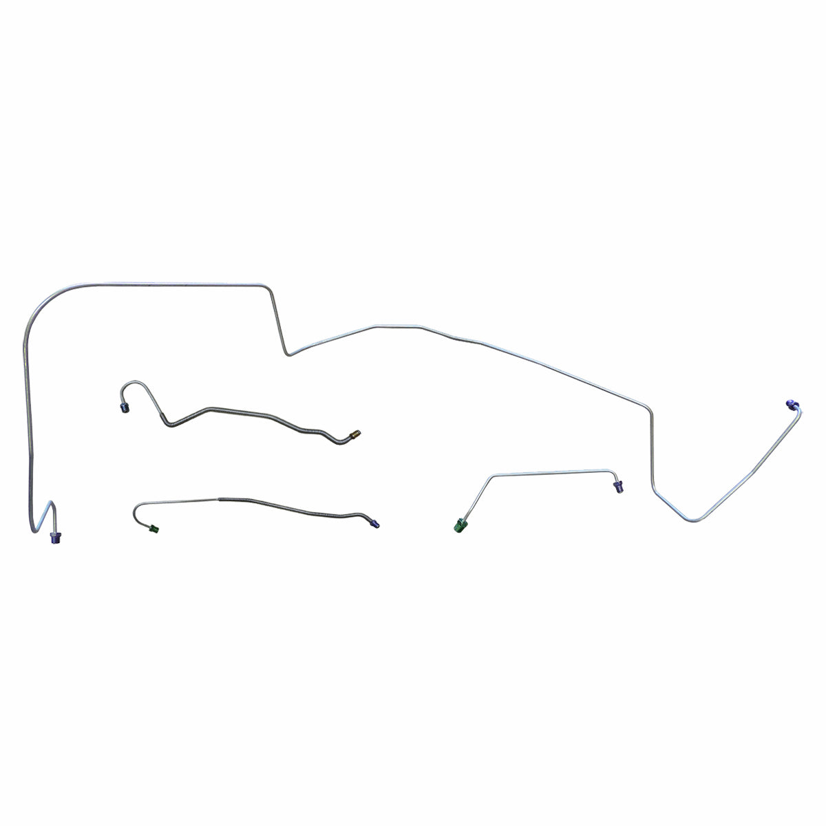 1967 Pontiac GTO Tempest LeMans Manual Drum Front Brake Line Kit 4pc, V8, Manual Trans, OE Steel